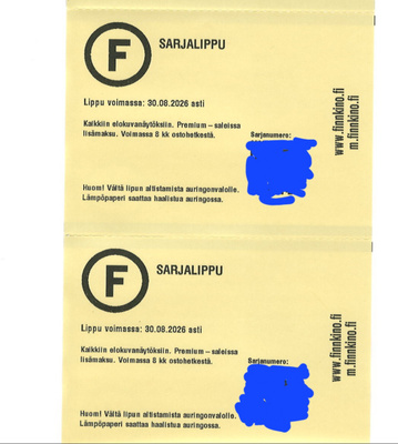 Finnkino lippu 2 kpl