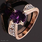 52 .. 10k Kulta Duble Amethyst & Swarovski Crystal .. Sormus - pikkukuva 5
