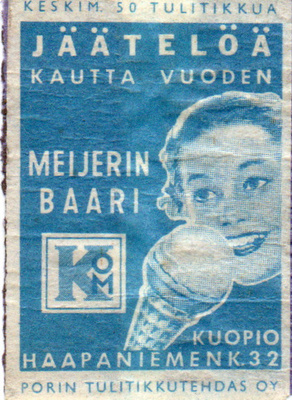 Porin Tulitikkutehdas MEIJERIN BAARI KUOPIO
