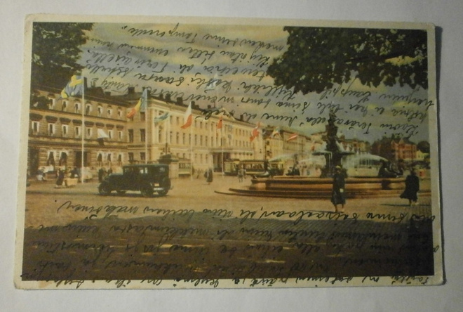 Helsinki, Havis Amanda ja Kauppatoria, liput, p. 1948