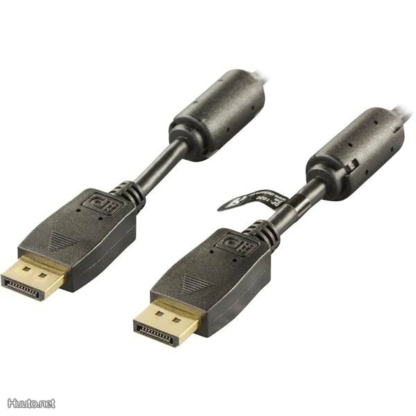 Deltaco DisplayPort kaapeli, uros - uros, kullattu, 5m,musta