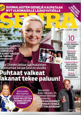 Seura n:o 40 2018 Raija. Pinja & Pekka. Erkki. Olavi Virta