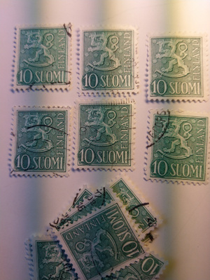Malli 1954 Leijona vihreä postimerkki 10 markka