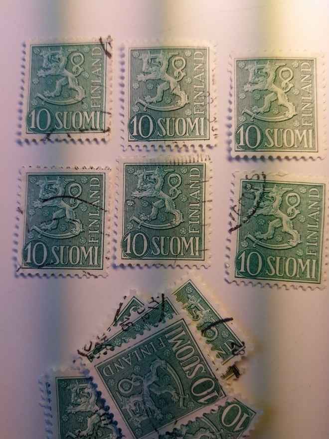 Malli 1954 Leijona vihreä postimerkki 10 markka