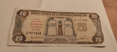 Dominicana 20 pesos 1992