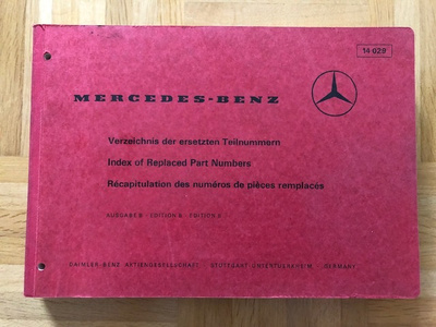 Varaosaluettelo Mercedes varaosien korvaavat numerot 1970
