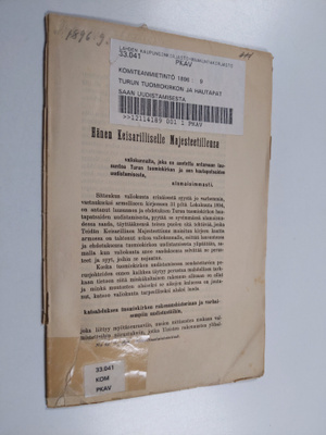 Valiokunnalta, joka on asetettu antamaan lausuntoa Turun ...