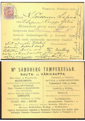 Firmakuori W:m Sandberg Tamperella, postikortti 1899