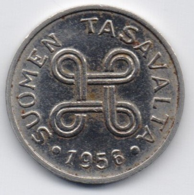 1956 1 markka klaava/klaava erikoisuus