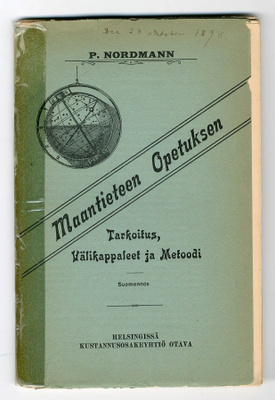 P. Nordmann: Maantieteen opetuksen tarkoitus, välikappaleet