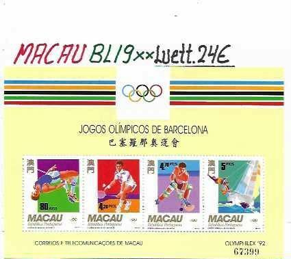 MACAU BL 19** LUETT. 24€