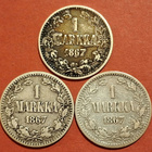 3 kpl 1 markka 1867, aika harvinaiset. (KD19) - pikkukuva 1