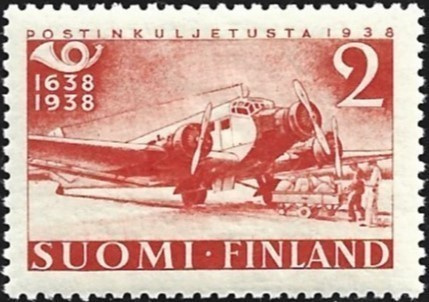 1938 Postin 300-vuotisjuhla 2 mk ** LaPe 215