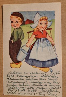 sign? hollantilainen tyttö ja poika, kulkenut 1948