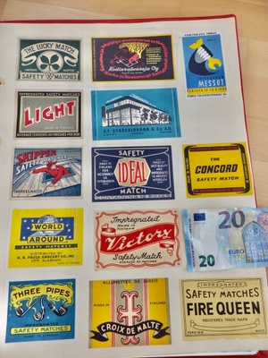VANHOJA TuliTikkuetikettejä n. 200-250 kpl alk 1930-l