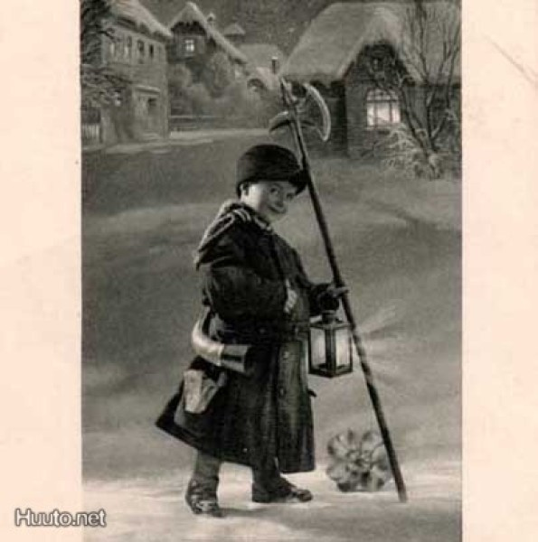 LAPSI / Pieni poika talvi-illassa. 1920-l.
