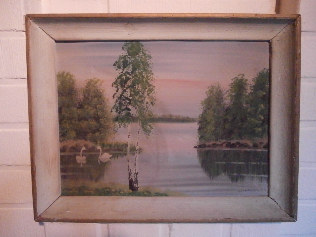 TAULU  3.  JÄRVIMAISEMA, JOUTSENPARI VEDESSÄ