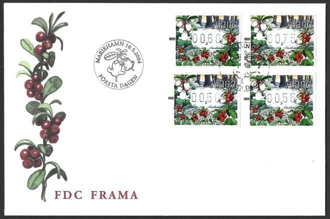 FDC Åland 2004 Puolukka FRAMA sarja LaPe ATM Å 16