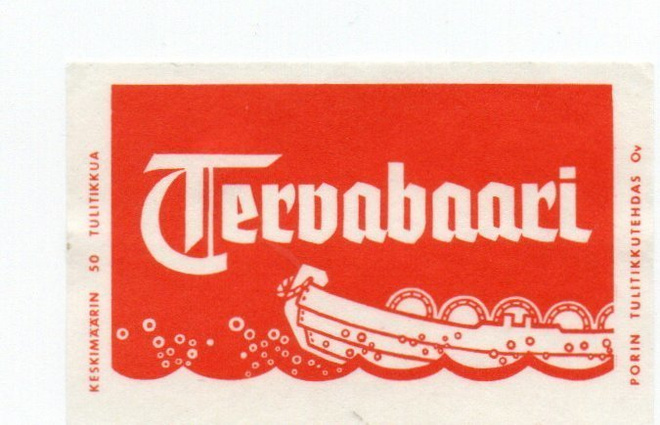 Porin Tulitikkutehdas TERVABAARI   OULU Etiketti