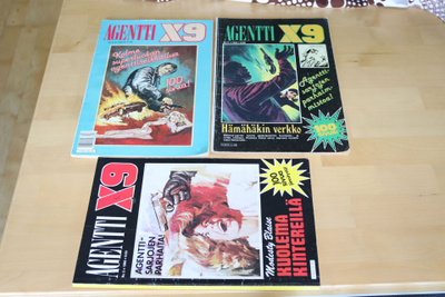 3 kpl Agentti X9 -lehtiä ( 6/1984, 3/1986 ja 4/1989 )