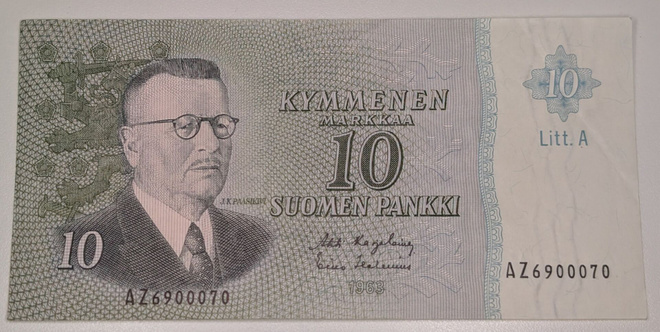10 Markkaa 1963 Litt. A AZ6900070