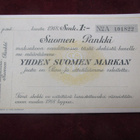 Yhden Suomen markkan shekki. Suomen pankki 1918 - pikkukuva 1