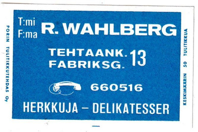 R. Wahlberg .Tehtaank. 13 .  s93