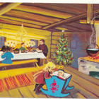 Jouluinen tupa - vanhahko kortti - pikkukuva 1