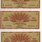 3 kpl Taittamattomat 1 markan rahat 1963 - pikkukuva 1