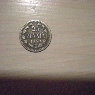 25 penniä 1868 harvinainen