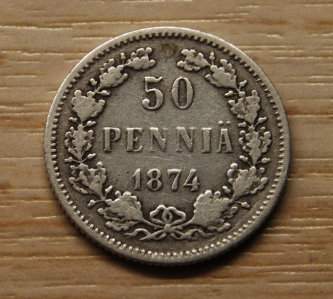 50 penniä 1874 Aleksanteri II , hopea