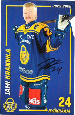 2025-26 Lukko Teamissued #24 Jami Krannila ex Ässät