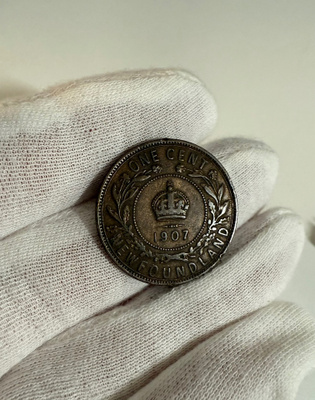 One Cent 1907 Newfoundland Edward VII kupari raha (Rare)