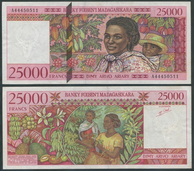 Madagascar 25000 Francs 1998 P-82 AU/UNC