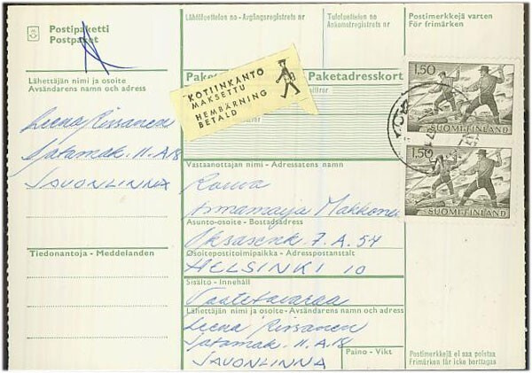 1963 1,50mk tukinuittaja pari paketti - kotiinkanto maksettu