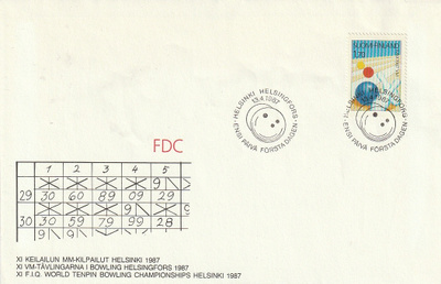 1987 1.70mk Keilailun MM-Kisat FDC-kirje
