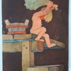 Vanha kortti, poika saunoo,  taitelija Lauri Santtu v. 37 - pikkukuva 1