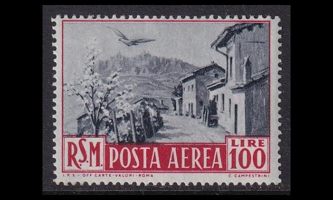 San Marino 448 ** Lentoposti 100 L (1950)