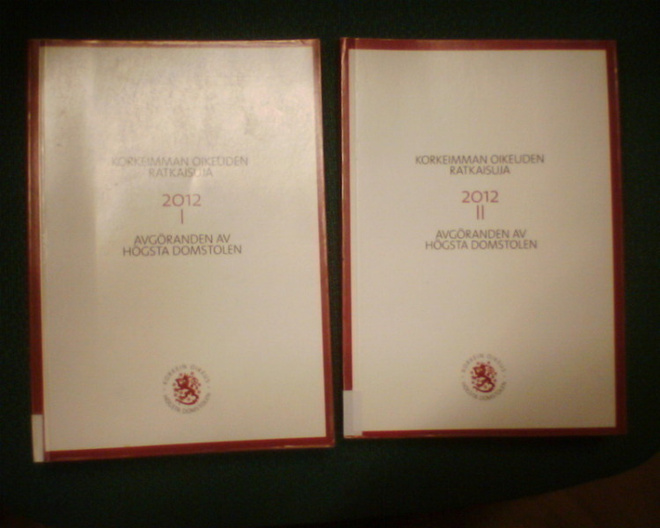KORKEIMMAN OIKEUDEN RATKAISUJA 2012 I-II (Sis.pk:t)