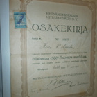 1923 Metsänomistajain Metsäkeskus O.Y., osakekirja - pikkukuva 1