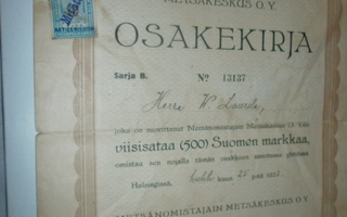 1923 Metsänomistajain Metsäkeskus O.Y., osakekirja