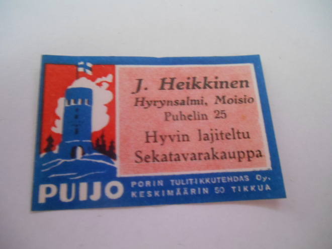 TT Etiketti Puijo J.Heikkinen Hyrynsalmi Moisio