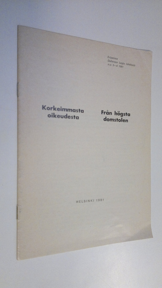 Korkeimmasta oikeudesta (eripainos Defensor legis-lehdest...