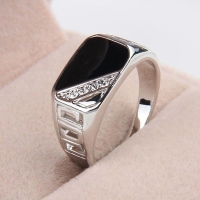 74 .. Stainless Steel Black Vintage Enamel .. Sormus