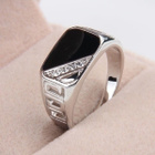 74 .. Stainless Steel Black Vintage Enamel .. Sormus - pikkukuva 1