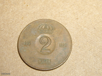 Sveriges konung 2 Öre COIN 1962 Gustaf Adolf