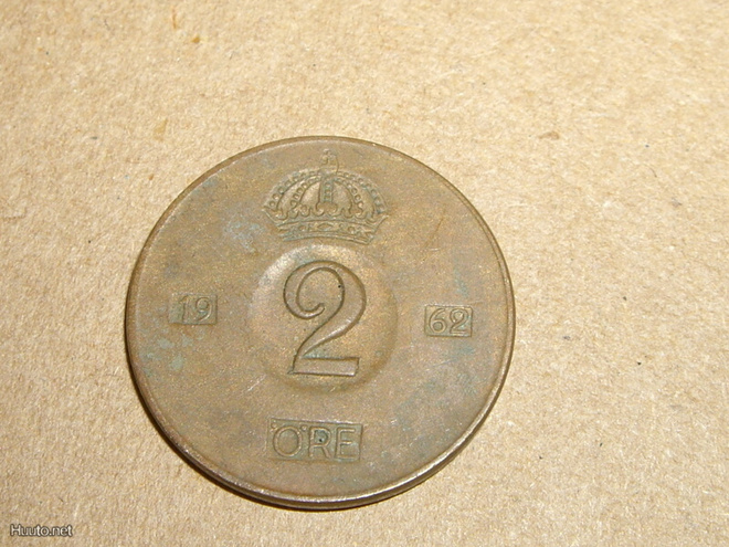 Sveriges konung 2 Öre COIN 1962 Gustaf Adolf