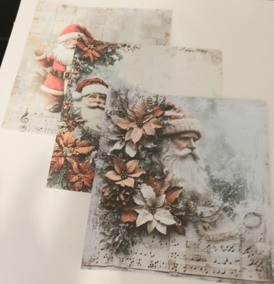 Kuviopaperit JOULUPUKIT / 3 kpl -setti / 15 x 15 cm