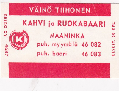 Maaninka, Väinö Tiihonen , Kesko 4687  1/16