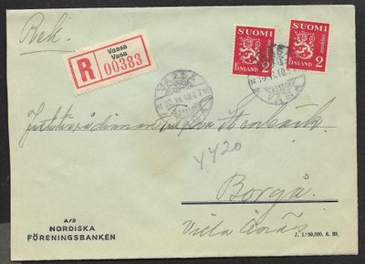 Postil. - Yl.m. 2mk R (LAPE 2x197) Vaasa 10.4.1940